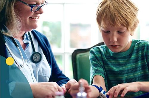 A nurse works with a patient.